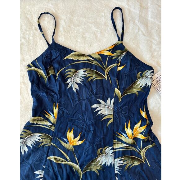 Paradise Found Hawaii Vintage Blue Spaghetti Strap Short Sundress Size Large - Picture 5 of 12
